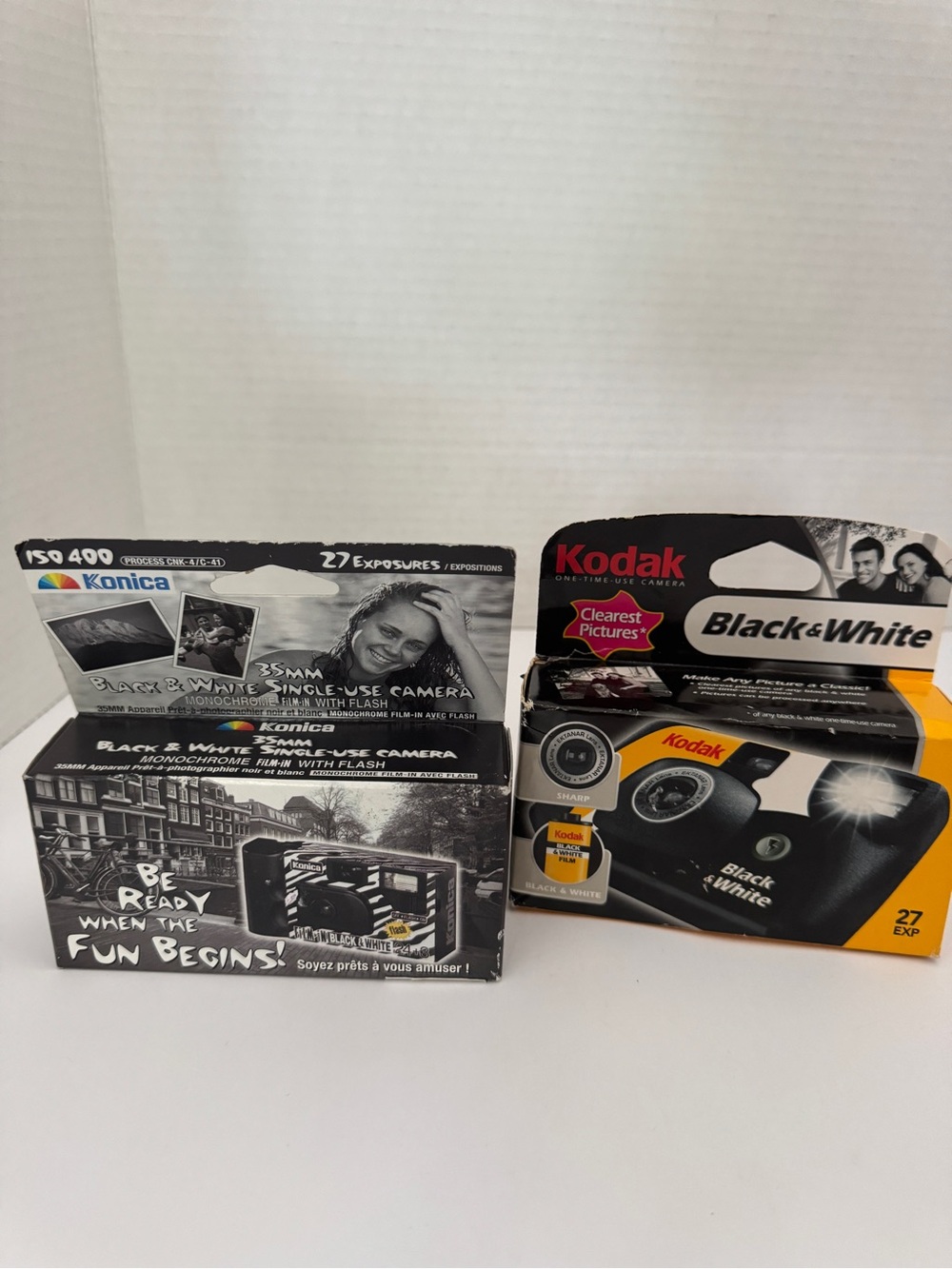 Vintage Disposable Cameras Lot - Konica & Kodak Black & White 35mm (27 Exp)